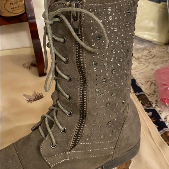 Taupe colored mid knee Boots. - Picture 6 of 14
